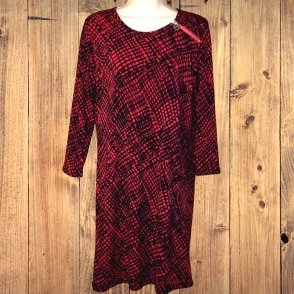 MICHAEL Michael Kors | Red Stretch Print Dress M - Picture 6 of 7